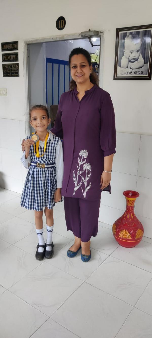 Harkirat Kaur of Class 3rd B got Bronze Medal (3rd Position) in Shooting Competition at District level.