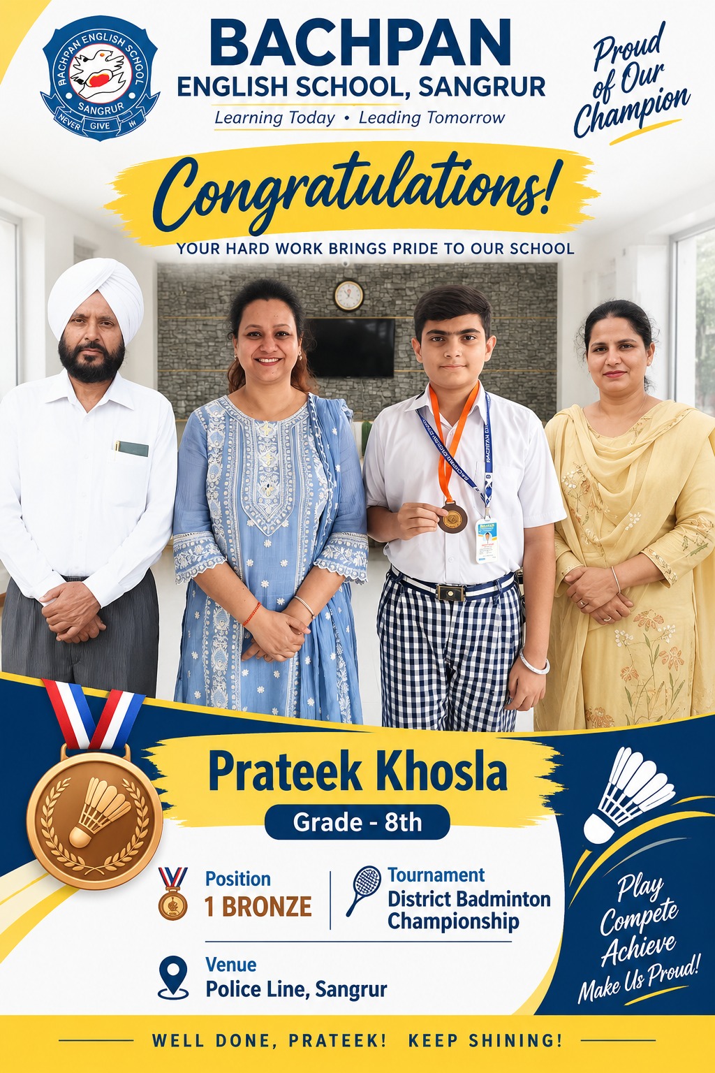 Prateek Khosla Grade - 8th 2026